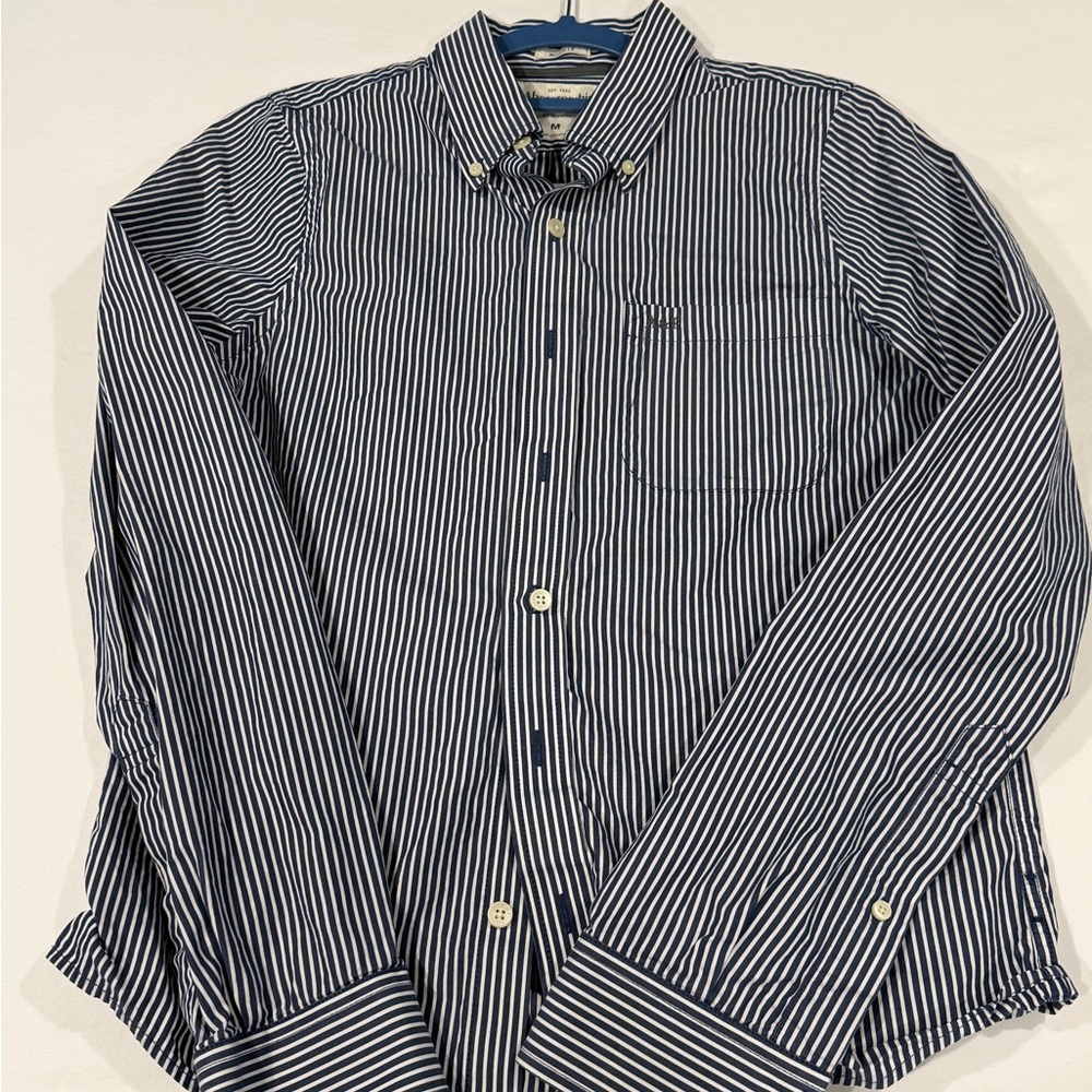 Vintage Abercrombie & Fitch Navy Striped Button Down Shirt, Great Price!